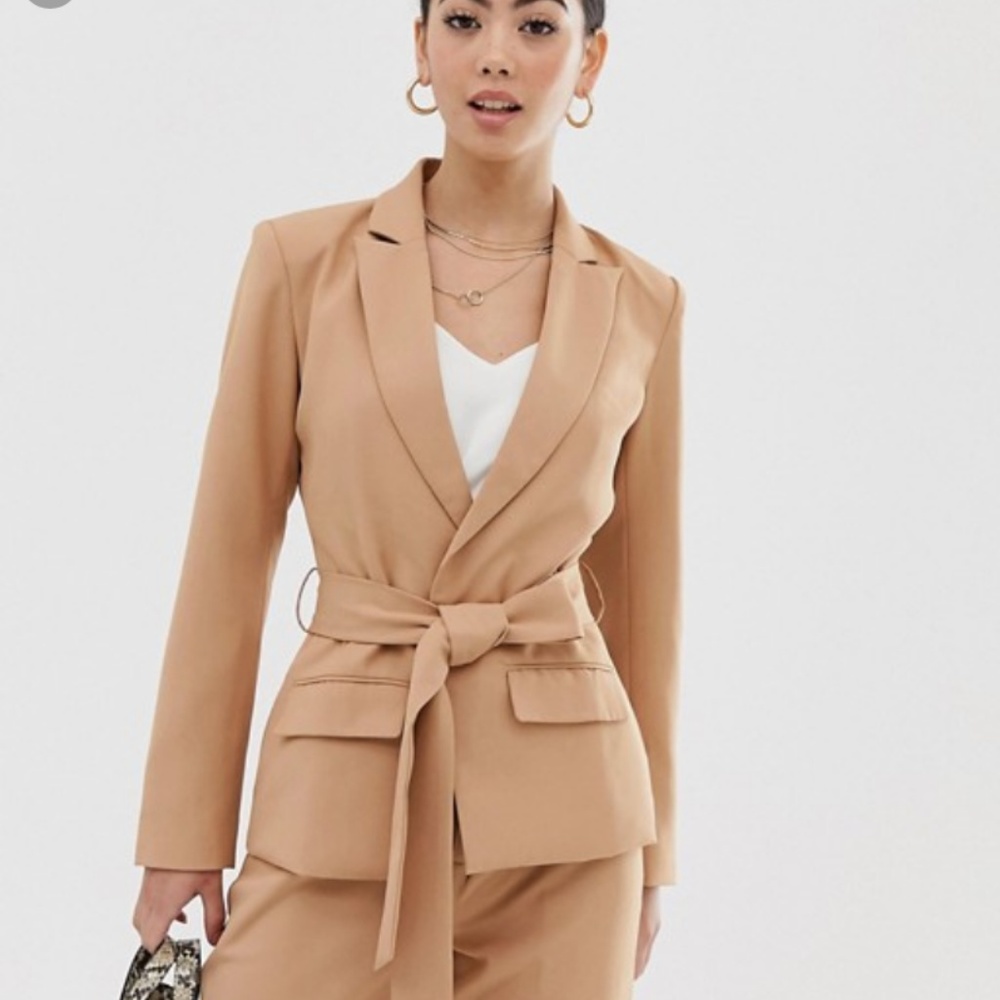 Fashion Union | Petite Blazer w/ Tie Waist